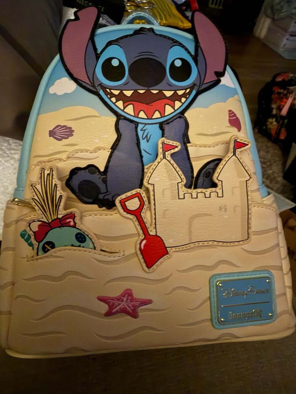 Disney Parks Loungefly Stitch and Scrump Beach Sandcastle Mini Backpack